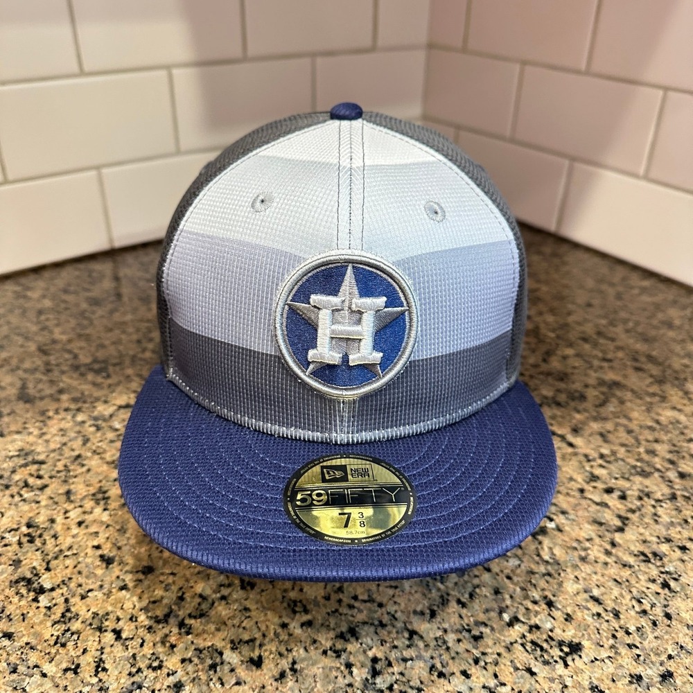 Houston Astros 2025 Batting Practice New Era 59FIFTY Hat 7 3/8 Graphite Navy